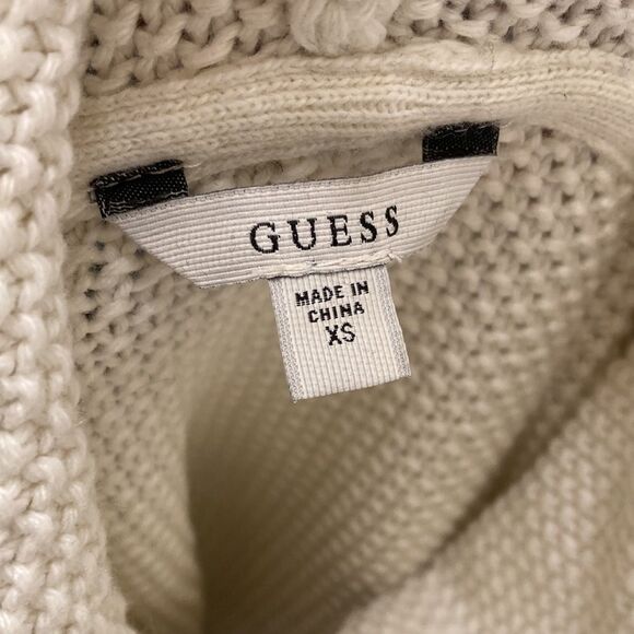 Vintage Y2K Guess Cream‎ Knit Asymmetrical Turtleneck Vintage Sweater XS - Picture 3 of 13